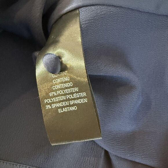 WAYF Pantsuit 2 Piece Satin Crop Tie Top Wide Leg Pants Navy Blue Large - Picture 12 of 14